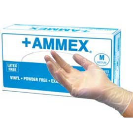 Ammex Vinyl Exam Gloves: X-LARGE, non-sterile, po