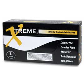Xtreme Nitrile gloves: X-LARGE, powder-free, text