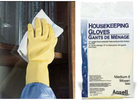 Ansell Latex Housekeeping Gloves: X-Small, Reusab