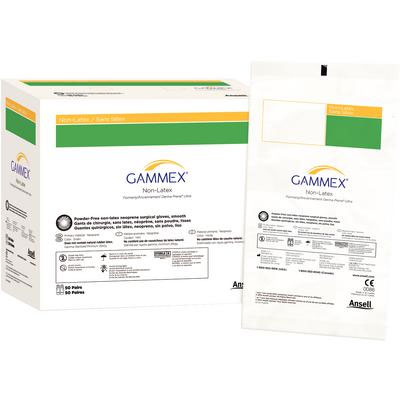 Gammex Non-Latex Neoprene Surgical Gloves: Size 8-1/2, Sterile, Powder-Free, Smooth, Green Color