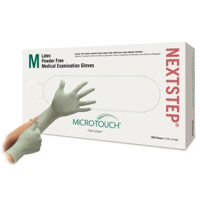 Micro-Touch Nextstep Latex Glove: X-Small, Non-Sterile, Powder-Free, With Glycerol, Textured