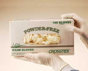 Friction Grip Latex Gloves: LARGE Powder-Free, Te