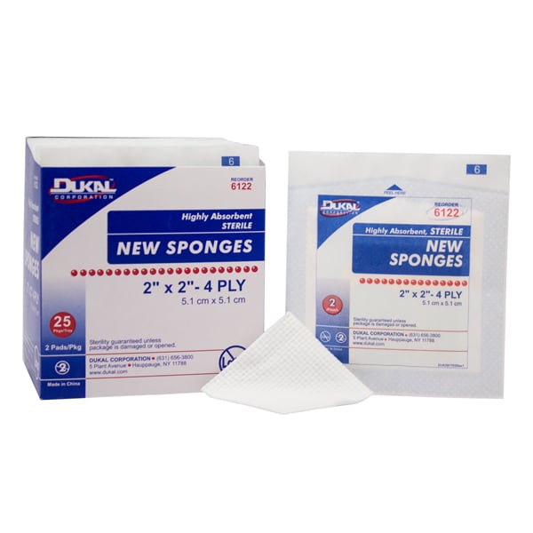 Dukal 2" x 2" 4-ply Sterile Non-Woven Sponges, 2 