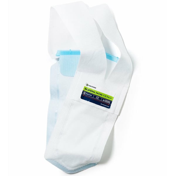 Halyard 5" X 12" Bi-Lateral Facial Ice Pack Case Of 24 Packs Plus 2 Strap Per Box. Single Use