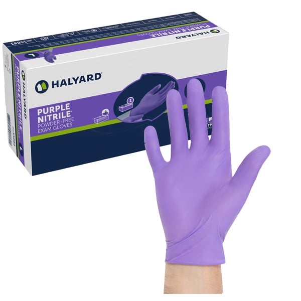 Purple Nitrile Powder-Free 9.5" Exam Gloves, Medium, 100/box. Non-Sterile, Heavy-Weight Gloves