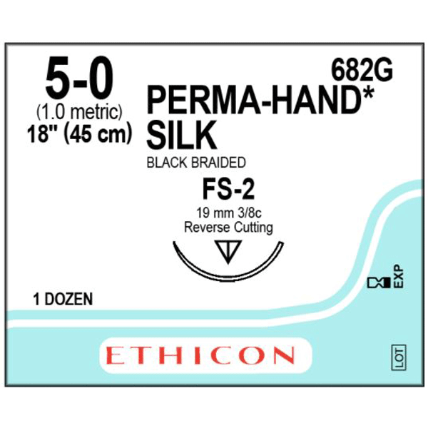 Ethicon Perma-Hand 5/0, 18" Silk Black Braided No