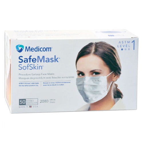 SafeMask SofSkin Earloop Mask BLUE 50/Pk Fluid Re