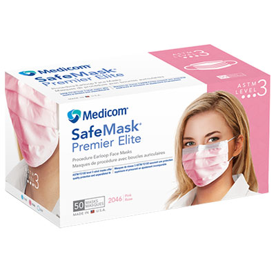 SafeMask Premier Elite Pink Earloop Mask, 50/Bx. 
