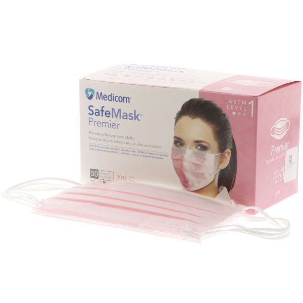 SafeMask Premier PINK Ear-Loop Face Mask, 50/Bx. 