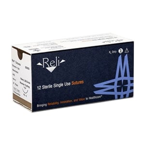 Reli 5/0, 18" Chromic Gut Suture With C-3 Reverse-Cutting 13Mm Needle (3/8 Circle), Box Of 12