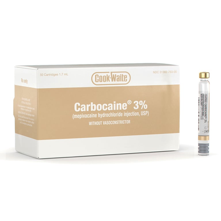 Cook-Waite Carbocaine 3% Mepivacaine HCL without 