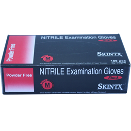 SkinTx Soft Nitrile Exam Gloves: LARGE, Black Col