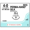 Ethicon Perma-Hand 4/0, 18" Silk Black Braided No